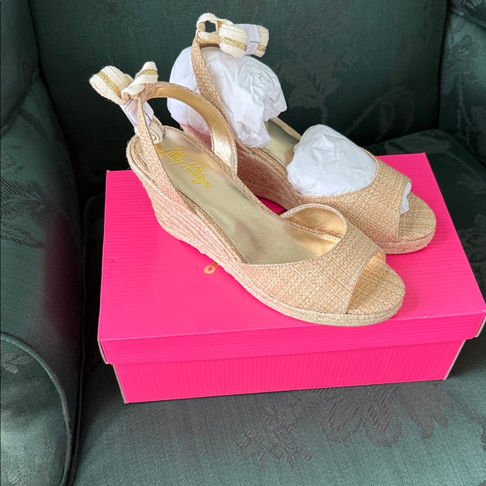 Lilly Pulitzer Tan Wedge Sandals